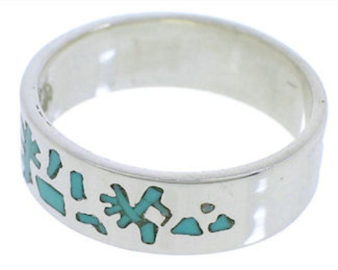 Turquoise Sterling Silver Kokopelli Ring Band Size 5-1/4 UX32616