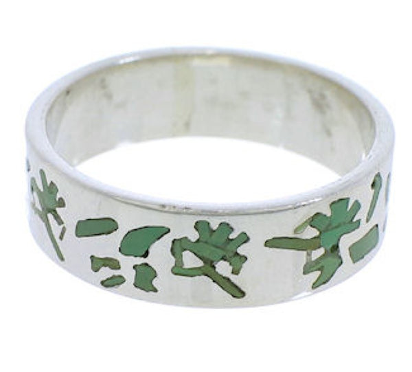 Turquoise Inlay And Silver Kokopelli Ring Band Size 6-1/4 UX32623