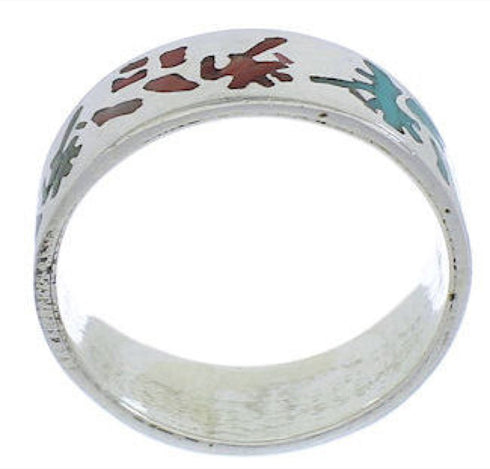 Multicolor Sterling Silver Kokopelli Ring Band Size 7-1/4 UX32656