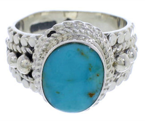 Southwest Sterling Silver Turquoise Jewelry Ring Size 7-1/2 TX38828