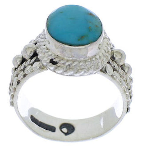 Southwest Sterling Silver Turquoise Jewelry Ring Size 7-1/2 TX38828