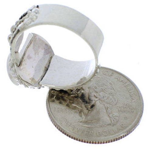 Southwest Sterling Silver Turquoise Jewelry Ring Size 7-1/2 TX38828