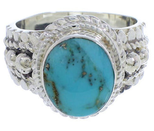 Southwestern Silver And Turquoise Jewelry Ring Size 5-1/2 TX38845