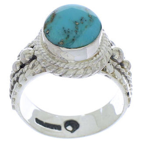 Southwestern Silver And Turquoise Jewelry Ring Size 5-1/2 TX38845