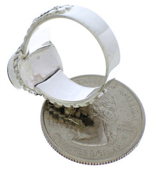 Jet And Authentic Sterling Silver Southwestern Ring Size 8-1/4 TX38882