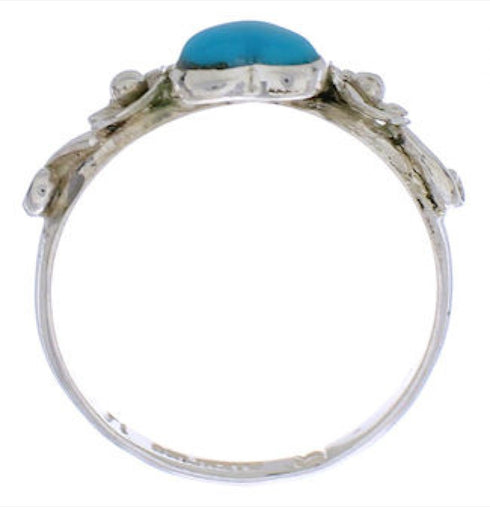 Southwestern Silver Turquoise Heart Flower Ring Size 5-3/4 UX34881