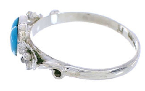 Genuine Sterling Silver Flower Heart Turquoise Ring Size 6-3/4 UX34909