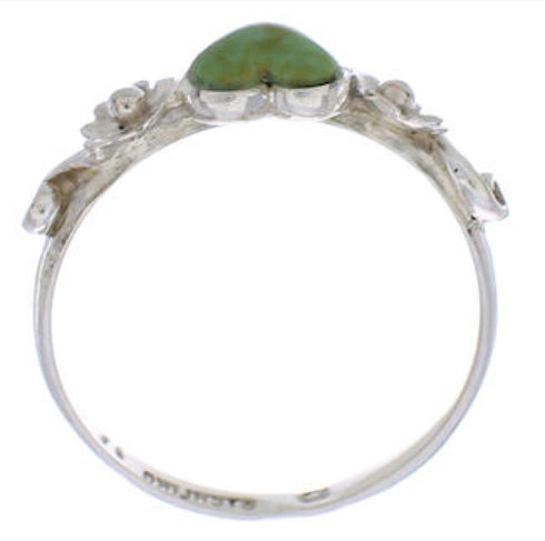 Silver And Turquoise Jewelry Heart Flower Ring Size 5-1/2 UX34977
