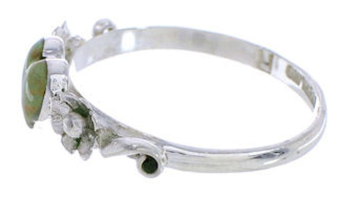 Southwestern Silver Turquoise Heart Flower Ring Size 6-3/4 UX34986