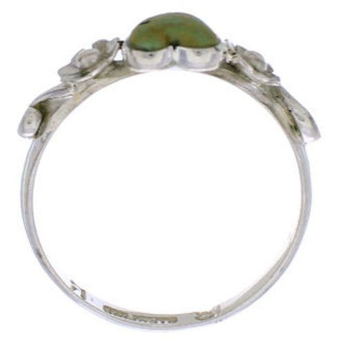 Southwestern Silver Turquoise Heart Flower Ring Size 6-3/4 UX34986