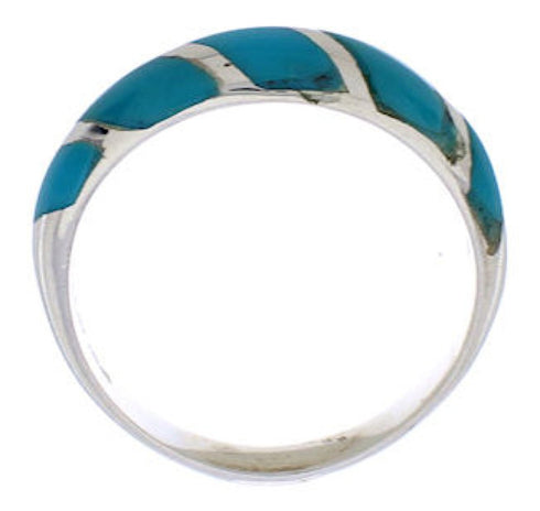 Turquoise Inlay And Sterling Silver Jewelry Ring Size 4-3/4 UX35015