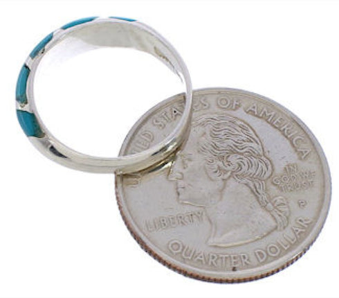 Turquoise Inlay And Sterling Silver Jewelry Ring Size 4-3/4 UX35015