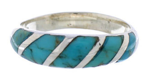 Southwest Sterling Silver Turquoise Inlay Ring Size 4-3/4 UX35038