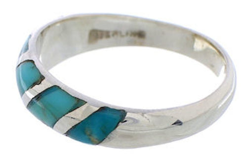 Sterling Silver And Turquoise Inlay Jeweley Ring Size 5-3/4 UX35042