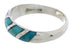 Sterling Silver And Turquoise Inlay Jeweley Ring Size 5-3/4 UX35042