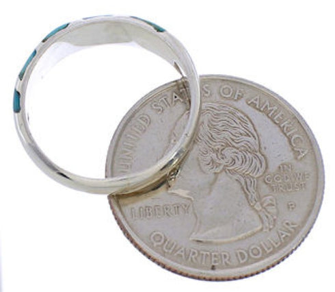 Sterling Silver And Turquoise Inlay Jeweley Ring Size 5-3/4 UX35042