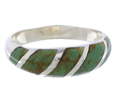 Turquoise Inlay And Sterling Silver Jewelry Ring Size 7-3/4 UX35077