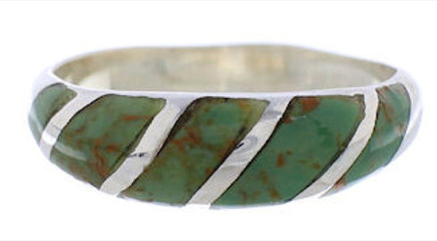 Turquoise Inlay And Sterling Silver Jewelry Ring Size 7-3/4 UX35077