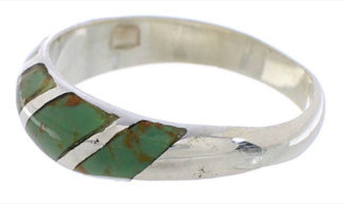 Turquoise Inlay And Sterling Silver Jewelry Ring Size 7-3/4 UX35077