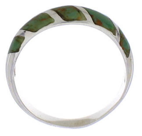 Turquoise Inlay And Sterling Silver Jewelry Ring Size 7-3/4 UX35077