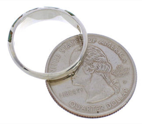 Turquoise Inlay And Sterling Silver Jewelry Ring Size 7-3/4 UX35077