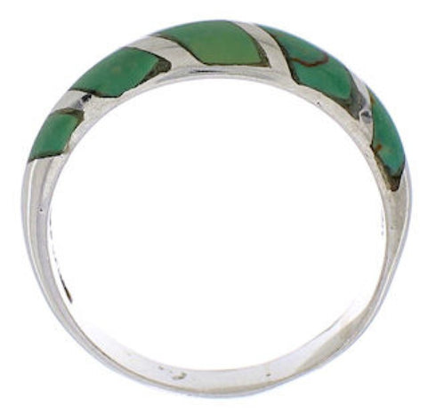 Southwest Sterling Silver Turquoise Inlay Ring Size 7-3/4 UX35085