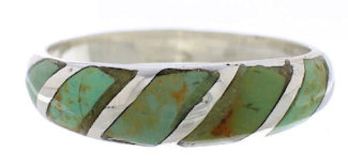 Sterling Silver And Turquoise Inlay Ring Size 7-1/4 UX35090