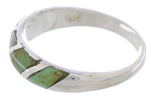 Sterling Silver And Turquoise Inlay Ring Size 7-1/4 UX35090