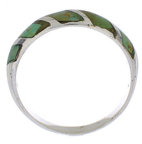Sterling Silver And Turquoise Inlay Ring Size 7-1/4 UX35090