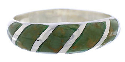 Southwestern Sterling Silver Turquoise Inlay Ring Size 7-3/4 UX35099