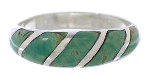 Turquoise Inlay Sterling Silver Jewelry Ring Size 5-3/4 UX35137