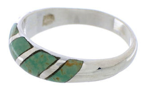 Southwest Sterling Silver Turquoise Inlay Ring Size 5-1/2 UX35136