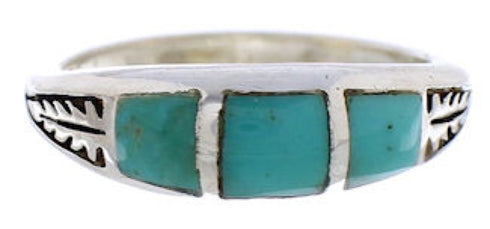 Sterling Silver Turquoise Inlay Southwestern Ring Size 8-1/4 UX35169