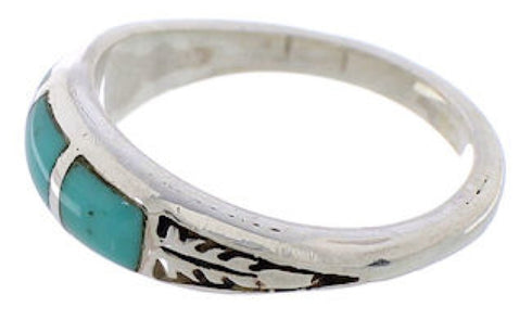 Sterling Silver Turquoise Inlay Southwestern Ring Size 8-1/4 UX35169