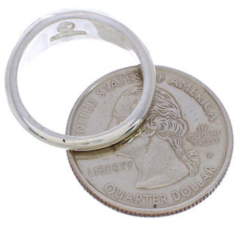 Silver And Turquoise Inlay Jewelry Ring Size 4-3/4 UX35163