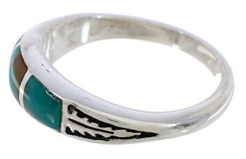 Silver And Turquoise Inlay Jewelry Ring Size 5-1/4 UX35182