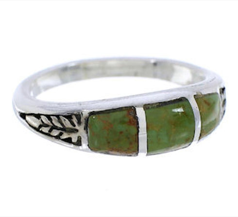 Southwest Sterling Silver And Turquoise Inlay Ring Size 6-3/4 UX35189