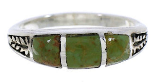 Southwest Sterling Silver And Turquoise Inlay Ring Size 6-3/4 UX35189