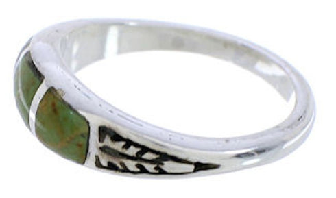 Southwest Sterling Silver And Turquoise Inlay Ring Size 6-3/4 UX35189
