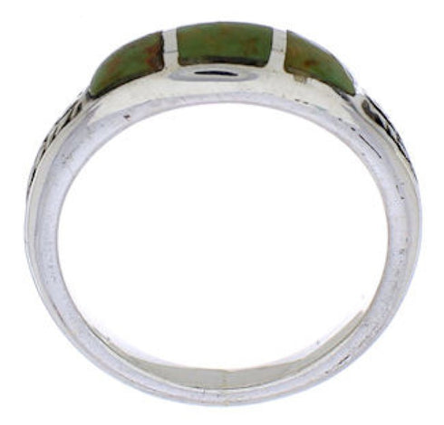 Southwest Sterling Silver And Turquoise Inlay Ring Size 6-3/4 UX35189