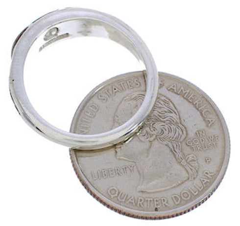 Southwest Sterling Silver And Turquoise Inlay Ring Size 6-3/4 UX35189