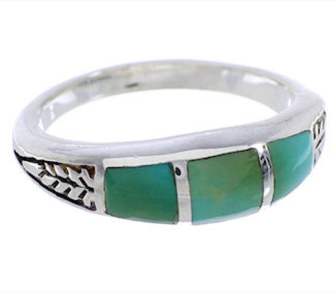 Genuine Sterling Silver Turquoise Inlay Ring Size 6-1/4 UX35199