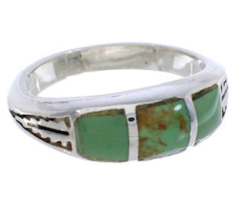 Southwest Sterling Silver Turquoise Inlay Ring Size 6-1/2 UX35217