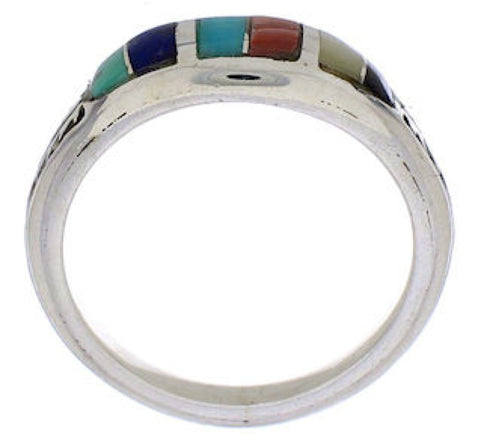 Multicolor Inlay Sterling Silver Jewelry Ring Size 6-1/4 UX35237