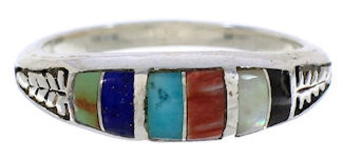 Sterling Silver Multicolor Inlay Southwest Ring Size 8-1/4 UX35240