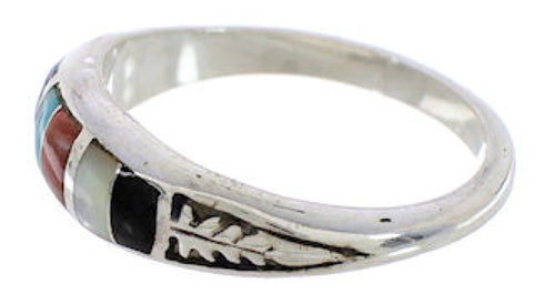 Sterling Silver Multicolor Inlay Southwest Ring Size 8-1/4 UX35240
