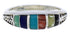 Southwestern Sterling Silver Multicolor Inlay Ring Size 4-3/4 UX35276