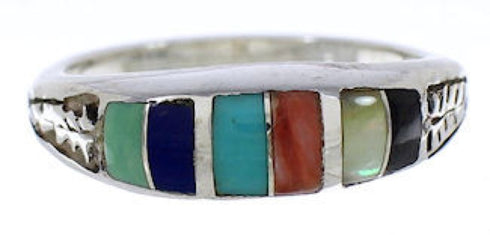 Multicolor Inlay Sterling Silver Southwest Ring Size 6-1/4 UX35298