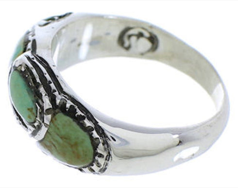 Genuine Silver Southwest Turquoise Inlay Ring Size 7-3/4 JX37257