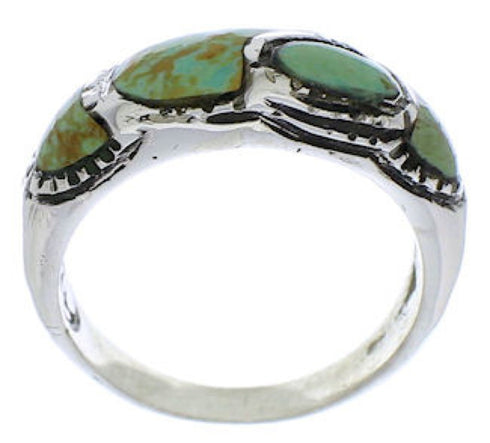 Southwest Genuine Silver Turquoise Inlay Ring Size 4-3/4 JX37266